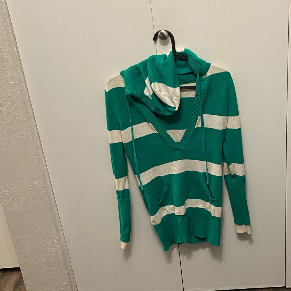 ❤️❤️ Rue 21 Green and White Striped Long Sleeve